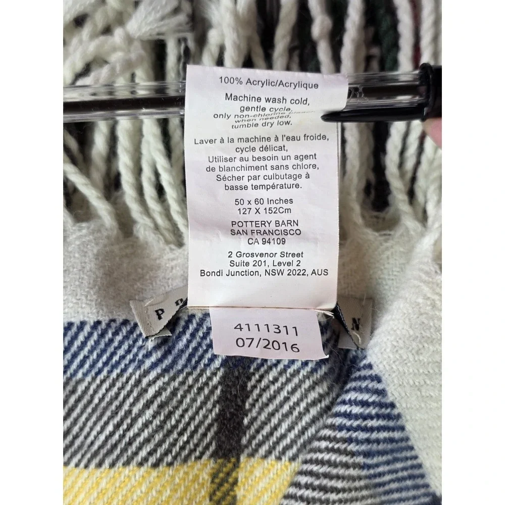 Pottery Barn Throw Blanket Tartan Denver Plaid 50
